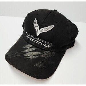 Chevy Corvette Car Racing Checkered Flag Adjustable Logo Strapback Hat Cap EUC
